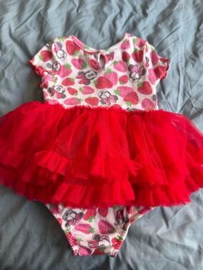 Disney Minnie Mouse Red Tulle Skirted Baby Dress 12MO